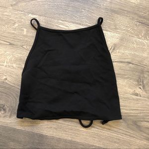 Garage cropped tank with open back
